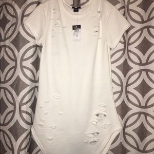 Distressed white tee